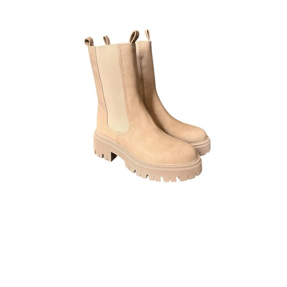 Dolce Vita Shoes - Dolce Vita Garden Chelsea Boot 7 Stone Beige Suede Chelsea Chunky Lug Platform
